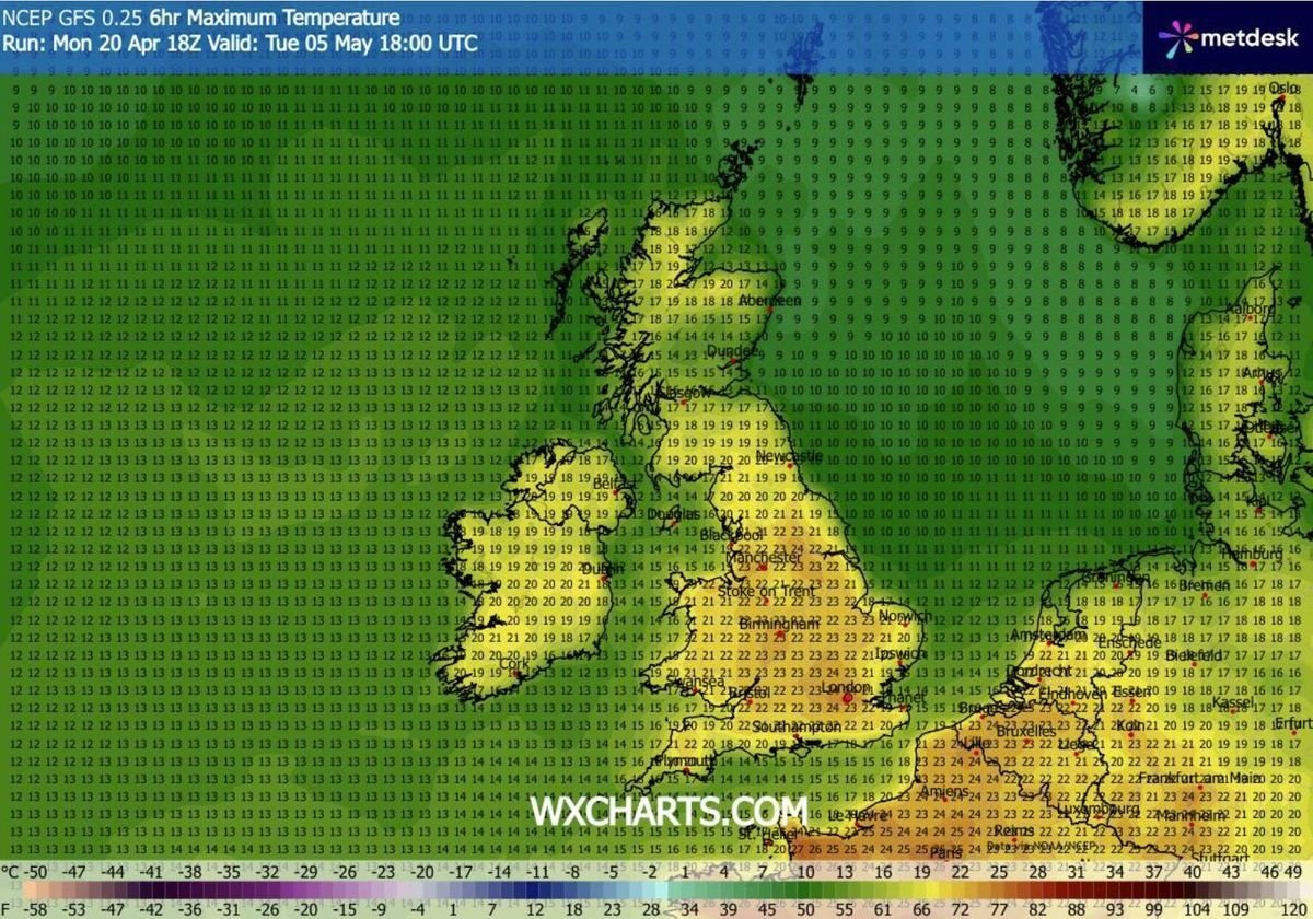 An image displaying a map of the United Kingdom with various regions colored in different shades of green and yellow. A website watermark is present at the bottom center of the map.