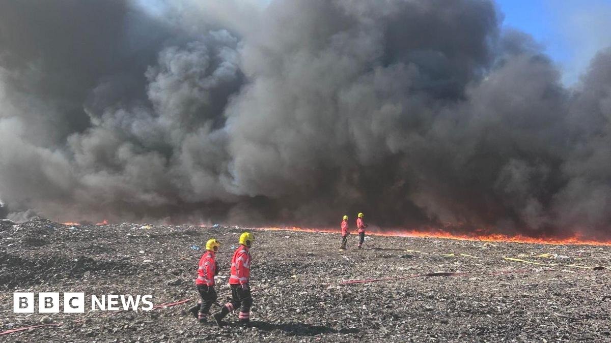 Fire crews tackle blaze at Wilburton landfill site