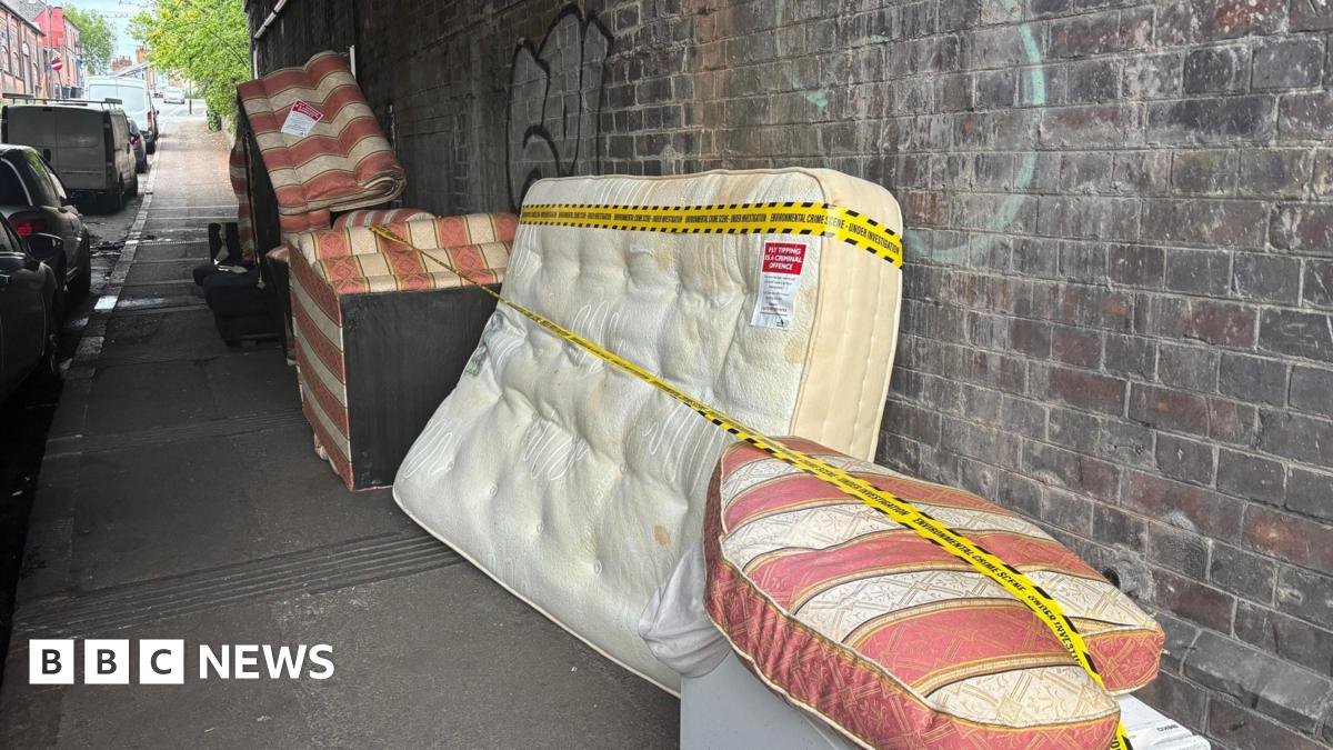 Sofas and mattress dumped under Leicester bridge