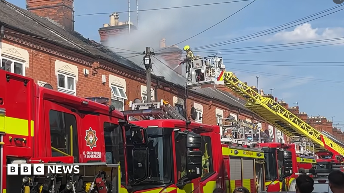 Properties evacuated as Leicester terrace fire spreads to roof